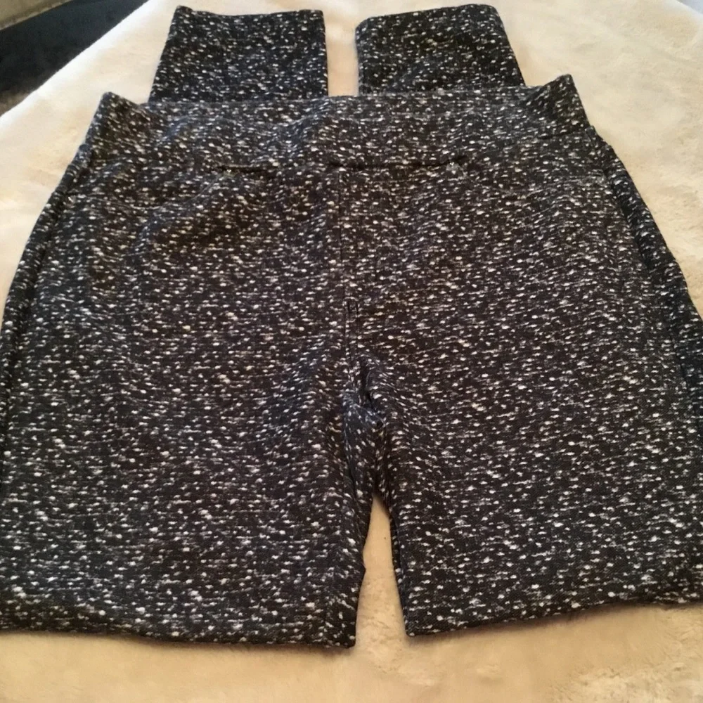 Michael Kors Black & White Stretchy Pull-on Speckled Pants - L